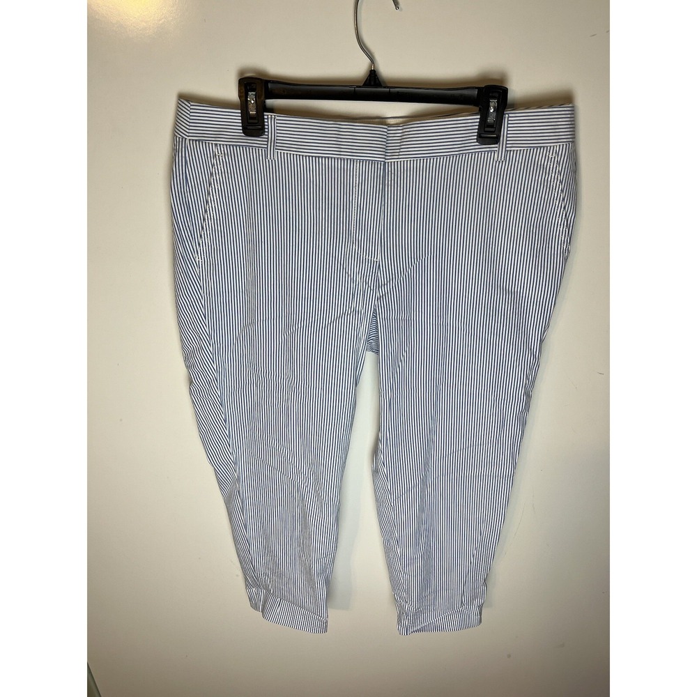 J. Crew Skimmer Pant‎ City Fit Womens Size 14 Stretch Blue White Stripe NWT